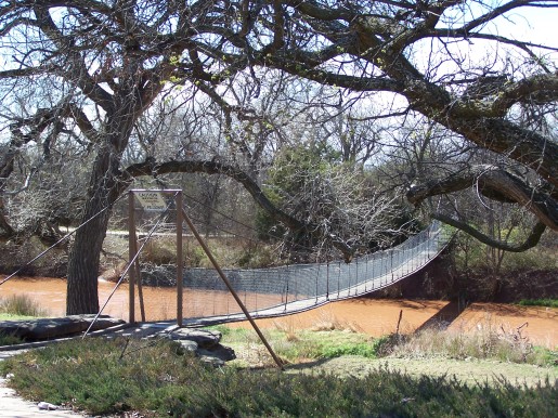 Swinging Bridge across Wichita River