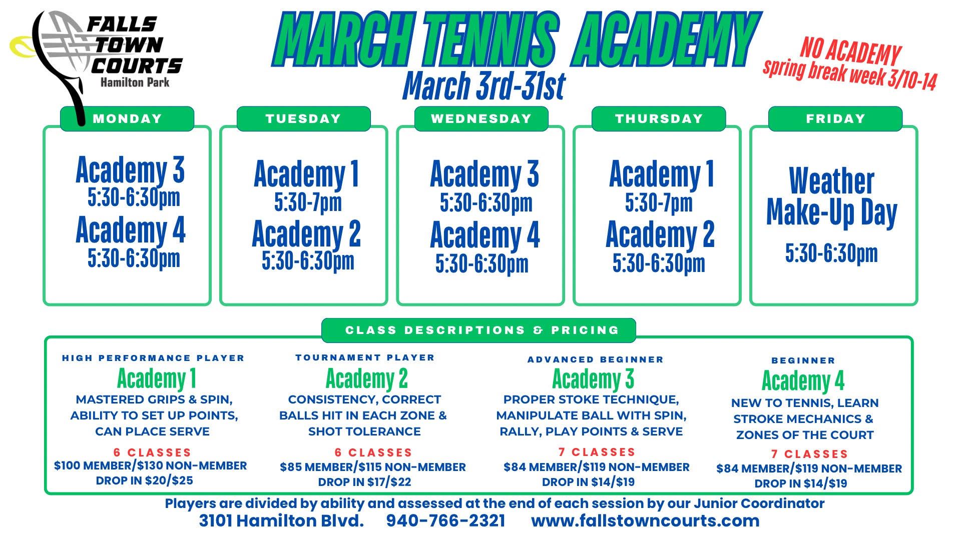 March 2025 Tennis Academy