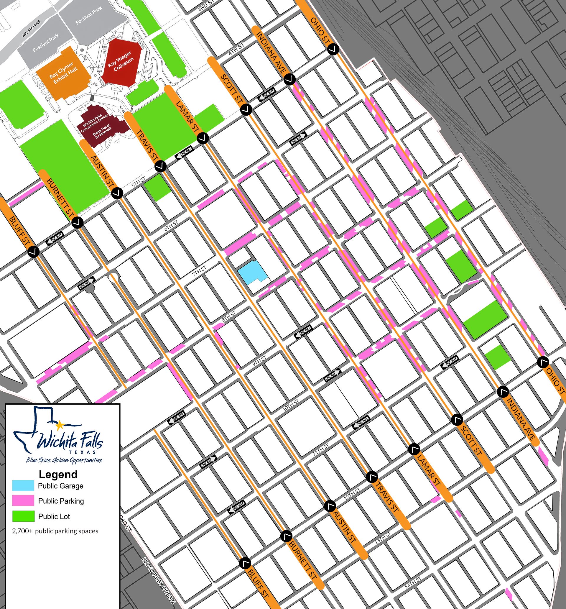 Greater Downtown Parking Typologies Free Parking - with MPEC GREEN PARKING - ORANGE STREET LINES -pa